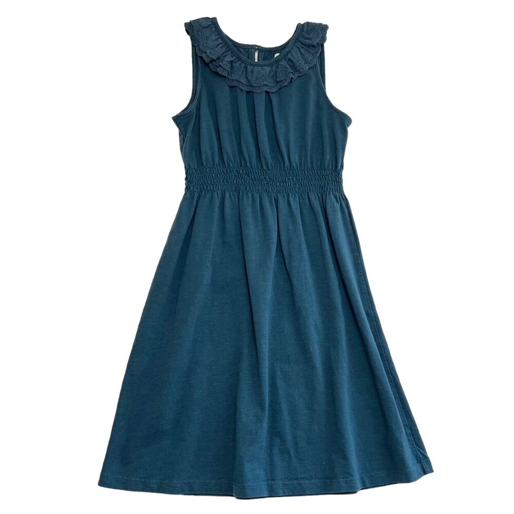 Tea Collection Turquoise Dress With Eyelet Collar
